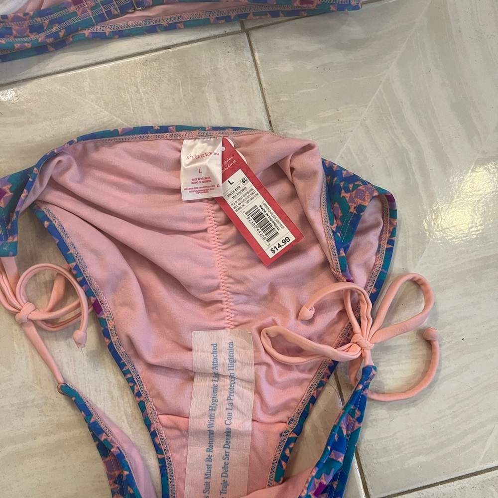 Xhilaration Women’s Blue/Pink/Purple Print Bikini Swimsuit - Picture 3 of 6